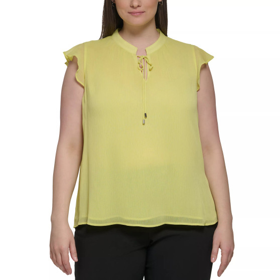 Plus Size Tie-Neck Ruffle-Sleeve Blouse