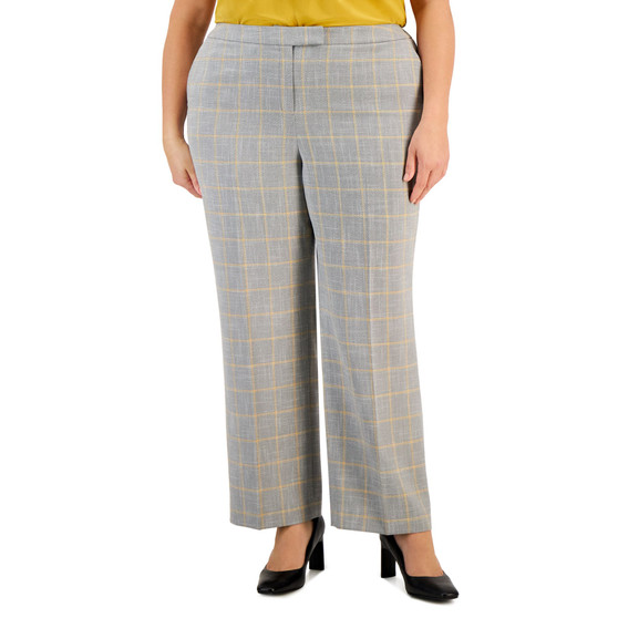 Plus Size Mid-Rise Straight-Leg Plaid Pants