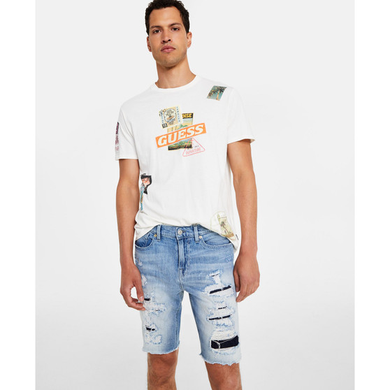 Men's Eco Slim-Fit Destroyed Denim Shorts