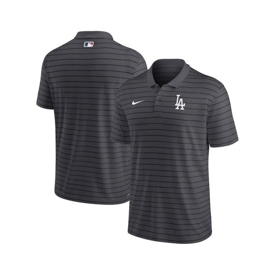 Men's Charcoal Los Angeles Dodgers Authentic Collection Victory Striped Performance Polo Shirt