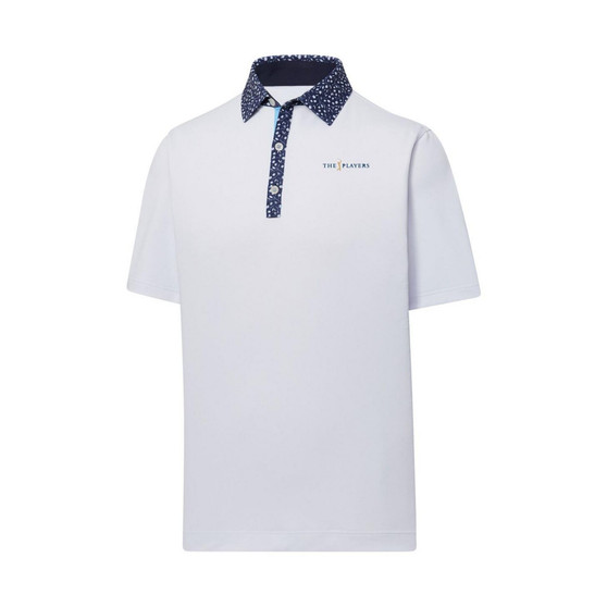 Men's White THE PLAYERS Tulip Trim Stretch Pique Lisle Collar Polo Shirt