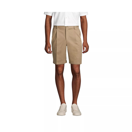 Men's Comfort Waist Pleated 9 Inch No Iron Chino Shorts