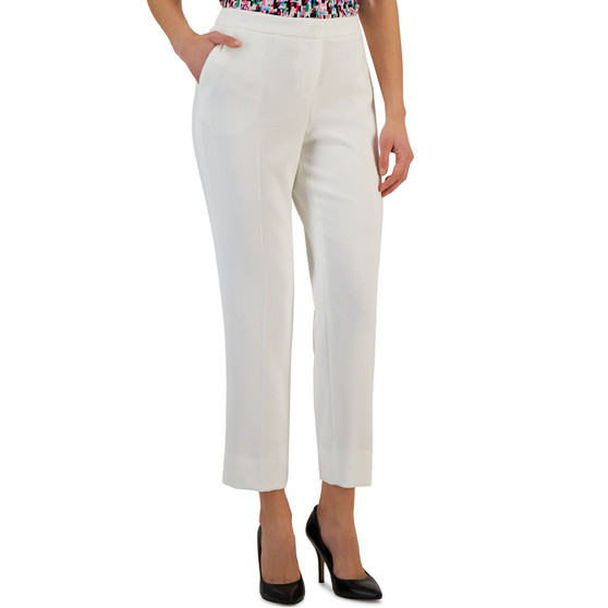 Women's Elastic-Back Side-Slit Pique Ankle Pants