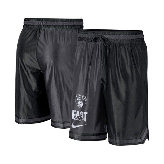 Men's Black, Anthracite Brooklyn Nets Courtside Versus Force Split DNA Performance Shorts