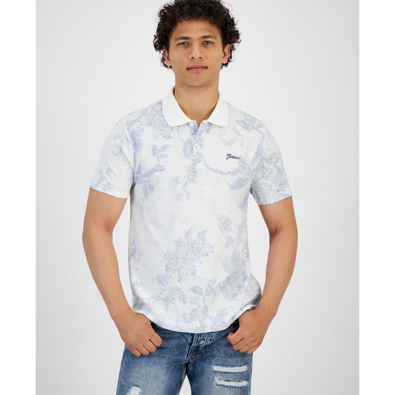 Men's Porcelain Print Short-Sleeve Polo Shirt