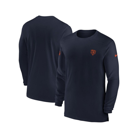 Men's Navy Chicago Bears Sideline Coach Performance Long Sleeve T-shirt