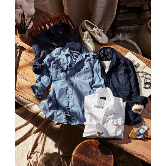 Men's Classic-Fit Paint-Splatter Oxford Shirt