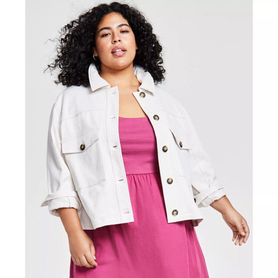Trendy Plus Size Cropped Shacket