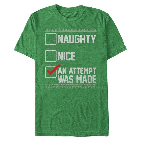 Men's Naughty Nice Humor Christmas Short Sleeve T-shirt