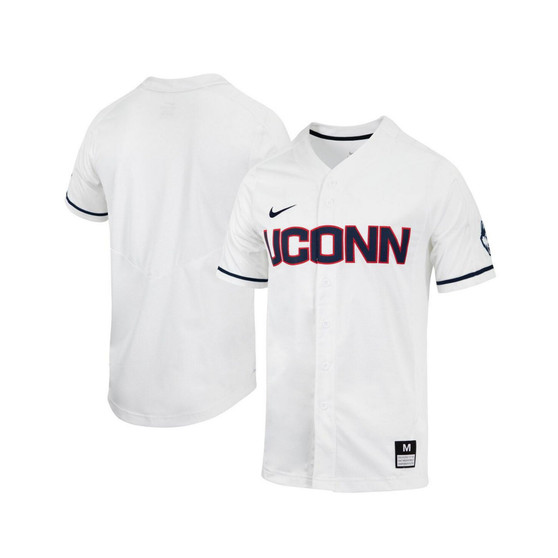 Men's White UConn Huskies Replica Full-Button Baseball Jersey