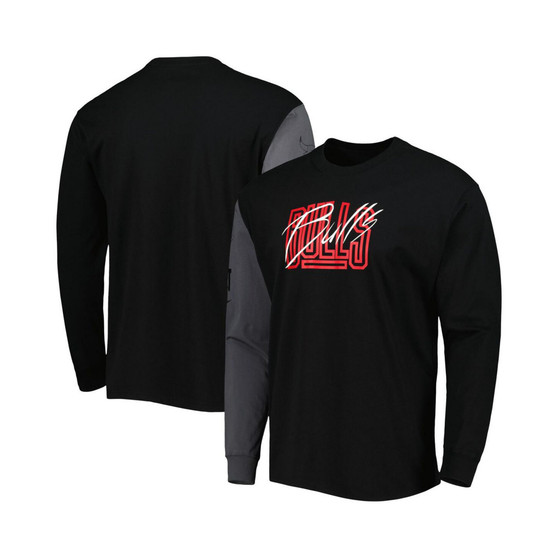 Men's Black Chicago Bulls Courtside Versus Flight MAX90 Long Sleeve T-shirt