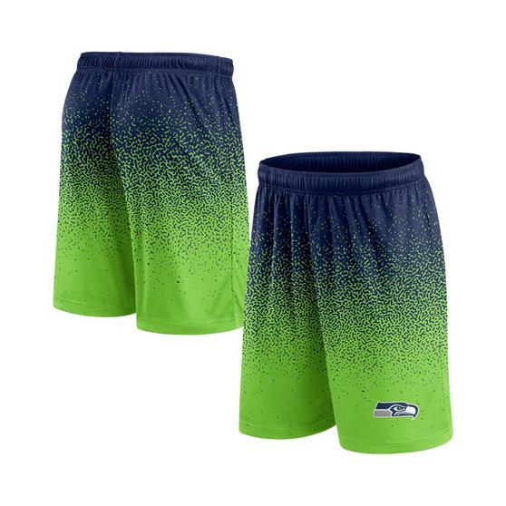 Men's Branded College Navy, Neon Green Seattle Seahawks Ombre Shorts