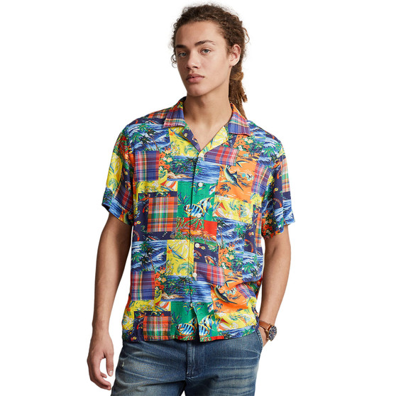 Men's Classic-Fit Patchwork Camp Shirt