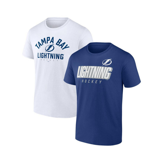 Men's Branded Blue, White Tampa Bay Lightning Wordmark Two-Pack T-shirt Set
