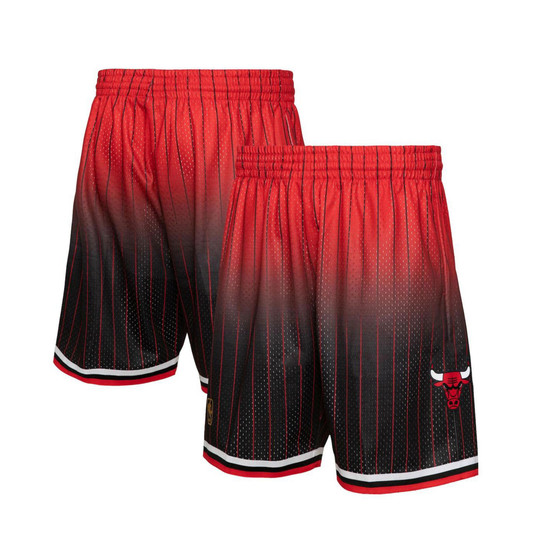 Men's Red and Black Chicago Bulls 1995/96 Hardwood Classics Fadeaway Reload 3.0 Swingman Shorts