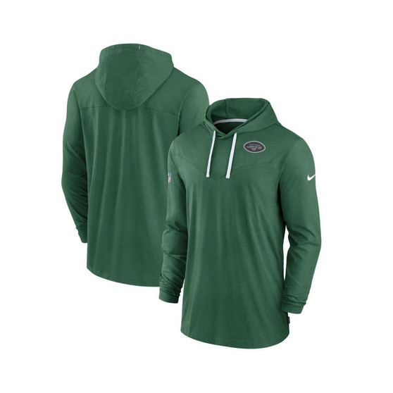 Men's Green New York Jets Sideline Pop Performance Pullover Long Sleeve Hoodie T-shirt