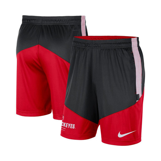 Men's Black and Scarlet Ohio State Buckeyes Team Performance Knit Shorts