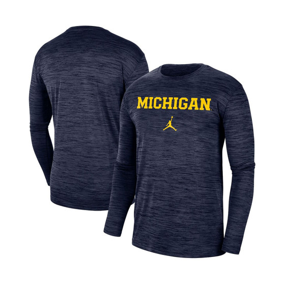 Men's Brand Navy Michigan Wolverines Team Velocity Performance Long Sleeve T-shirt