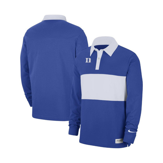 Men's Royal Duke Blue Devils Striped Long Sleeve Polo Shirt