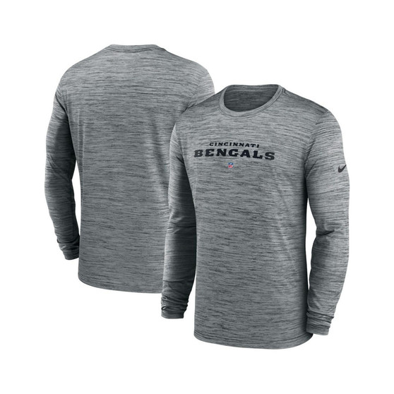 Men's Heather Gray Cincinnati Bengals Sideline Team Velocity Performance Long Sleeve T-shirt