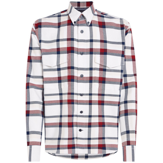 Men's Global Stripe Textured Check Overshirt