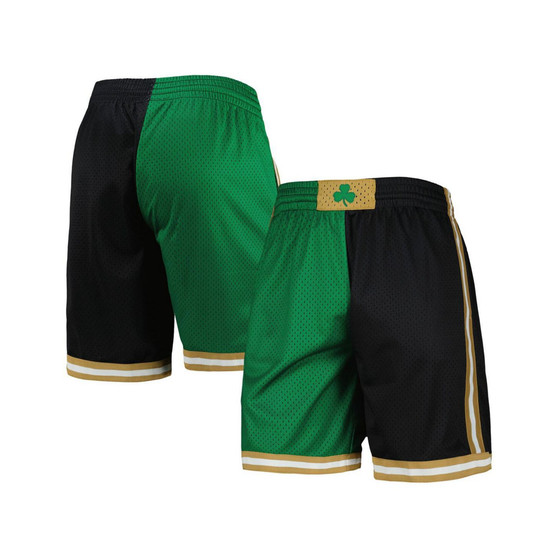 Men's Kelly Green and Black Boston Celtics Hardwood Classics 2007 Split Swingman Shorts