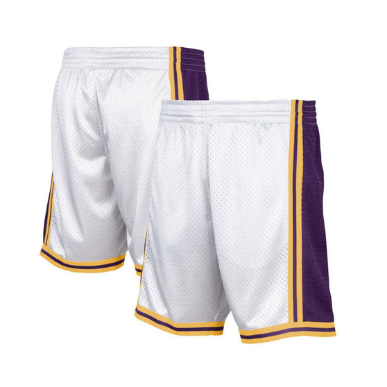Men's White Los Angeles Lakers Hardwood Classic Reload Swingman Shorts