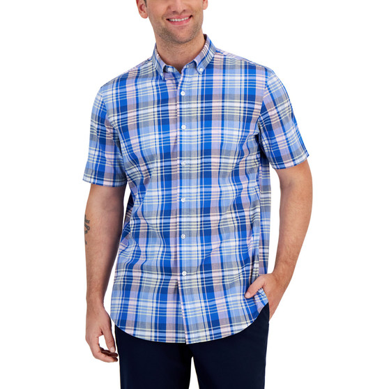 Men's Crown Plaid Poplin Short-Sleeve Button-Down Shirt, Created for Macy's