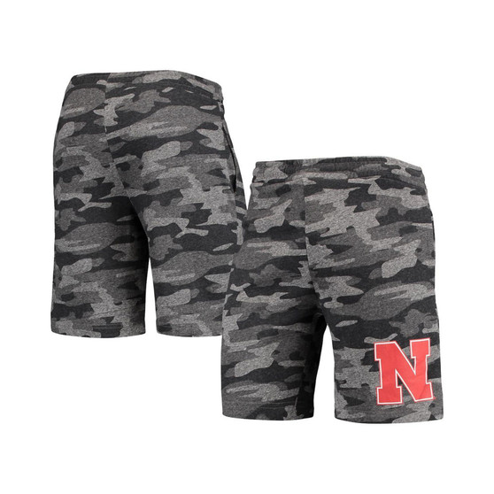 Men's Charcoal, Gray Nebraska Huskers Camo Backup Terry Jam Lounge Shorts