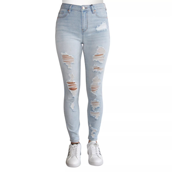 Juniors' High-Rise Destructed Skinny Jeans