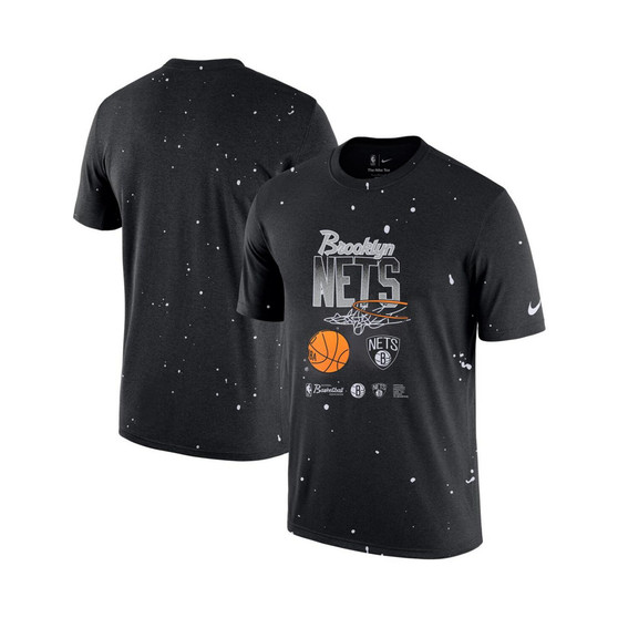 Men's Black Brooklyn Nets Courtside Splatter T-shirt