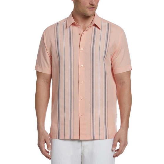 Men's Linen-Cotton Yarn-Dye Guayabera Short-Sleeve Shirt