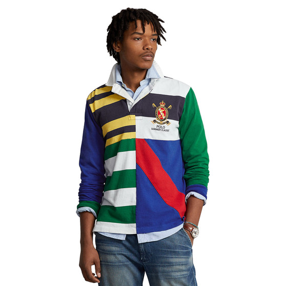 Men's Classic-Fit Patchwork Jersey Rugby Shirt