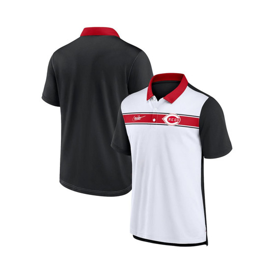 Men's White, Black Cincinnati Reds Rewind Stripe Polo Shirt