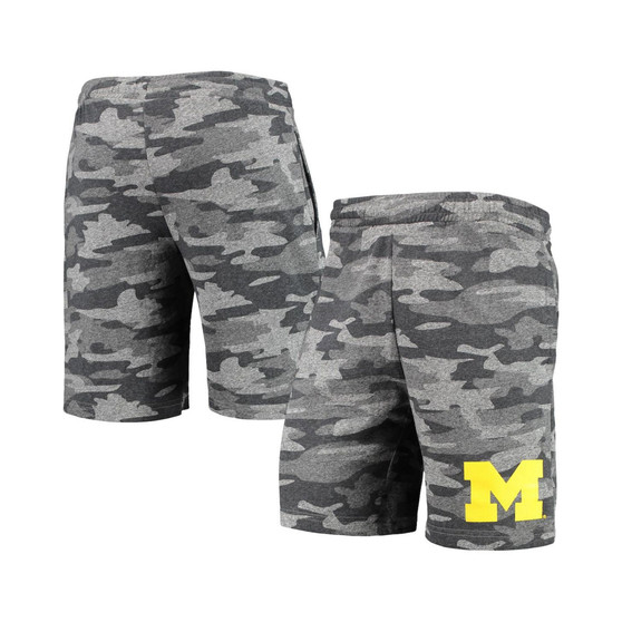 Men's Charcoal and Gray Michigan Wolverines Camo Backup Terry Jam Lounge Shorts