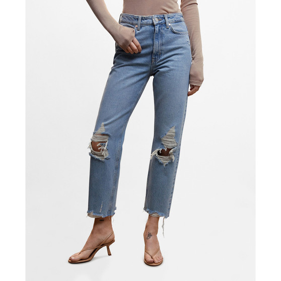 Women's Ripped High-Rise Straight Jeans