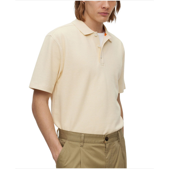 Men's Waffle Structure Cotton-Blend Relaxed-Fit Polo Shirt