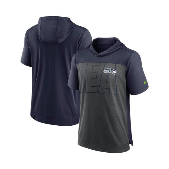Men's Heathered Charcoal, College Navy Seattle Seahawks Performance Hoodie T-shirt