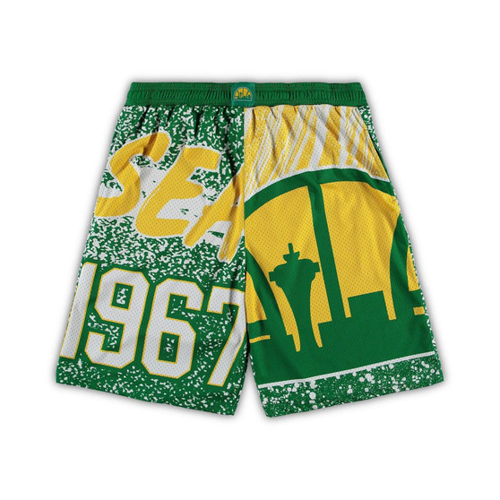 Men's Kelly Green Seattle SuperSonics Big and Tall Hardwood Classics Jumbotron Shorts