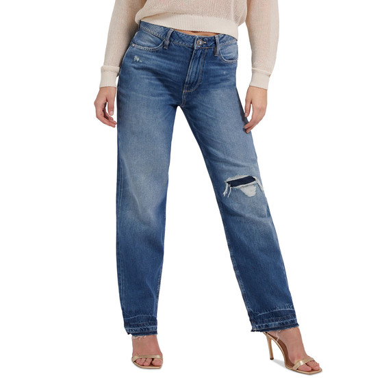 Women's Hollywood High-Rise Distressed Straight-Leg Jeans
