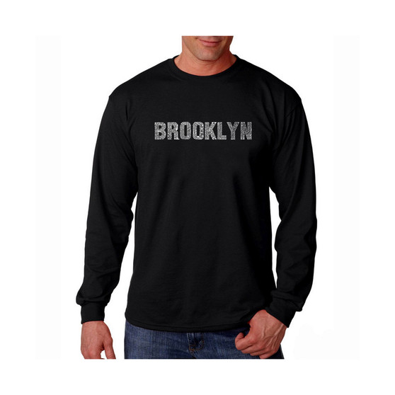 Men's Word Art Long Sleeve T-Shirt- Brooklyn Neighborhoods