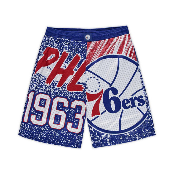 Men's Royal Philadelphia 76ers Big and Tall Hardwood Classics Jumbotron Shorts
