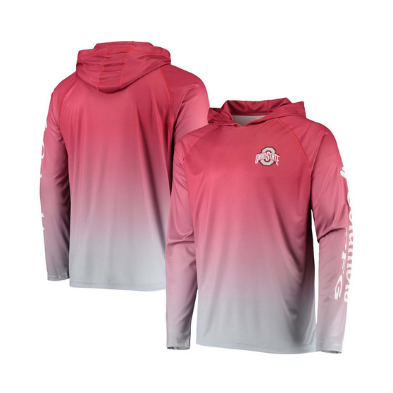 Men's Scarlet Ohio State Buckeyes Terminal Tackle Omni-Shade UPF 50 Long Sleeve Hooded T-shirt