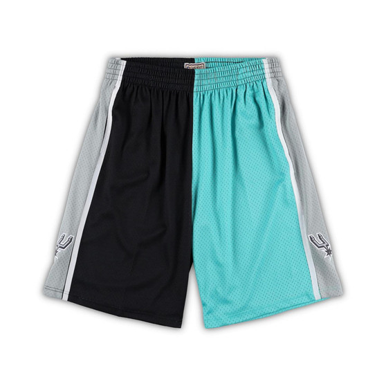 Men's Black, Teal San Antonio Spurs Big and Tall Hardwood Classics Split Swingman Shorts