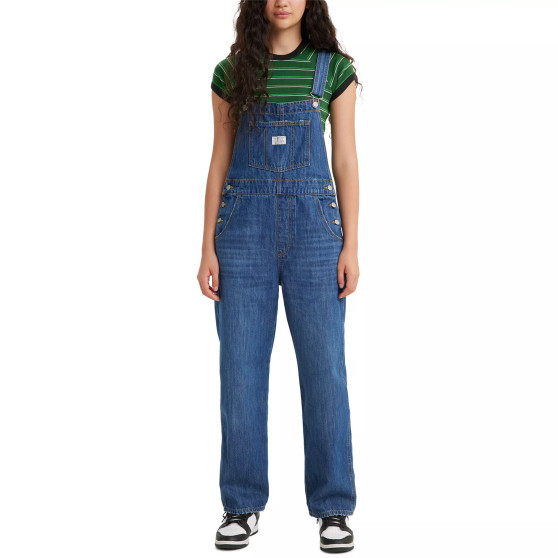 Women's Vintage-Style Cotton Denim Overalls