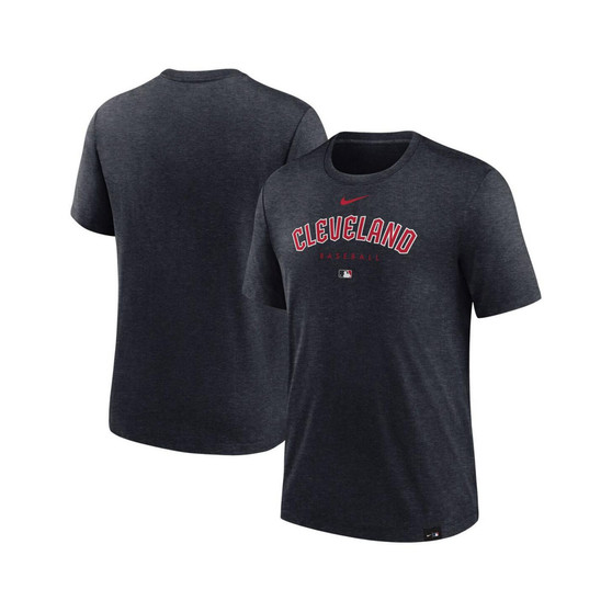 Men's Heather Navy Cleveland Guardians Authentic Collection Early Work Tri-Blend Performance T-shirt