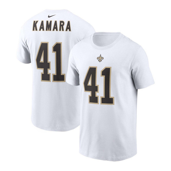Men's Alvin Kamara White New Orleans Saints Player Name and Number T-shirt