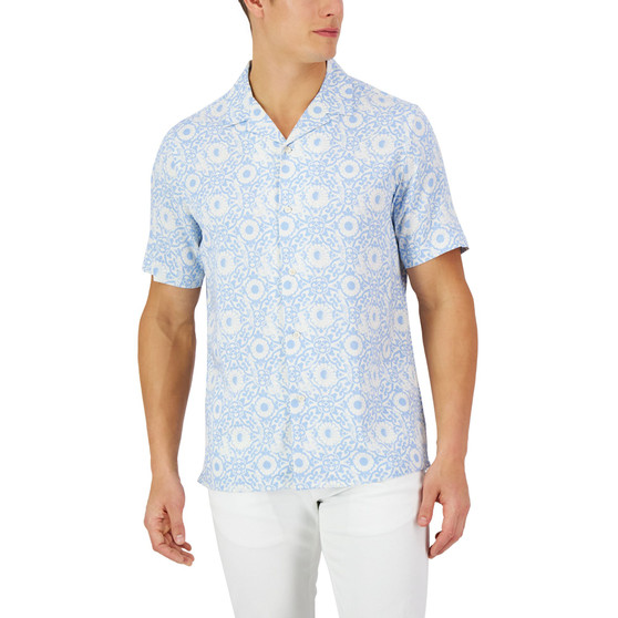 Men's Short-Sleeve Tile Shibori Silk Shirt, Created for Macy's