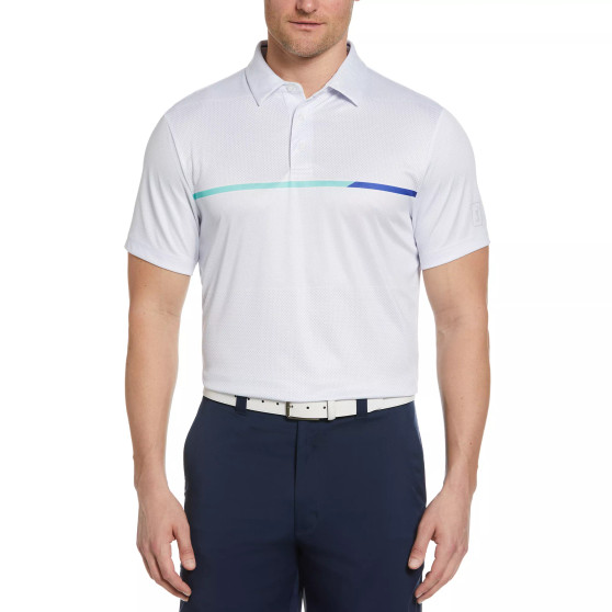 Men's Athletic-Fit Textured Colorblocked Performance Golf Polo Shirt