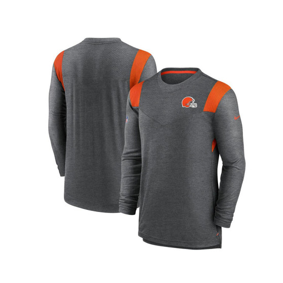 Men's Charcoal Cleveland Browns Sideline Tonal Logo Performance Player Long Sleeve T-shirt